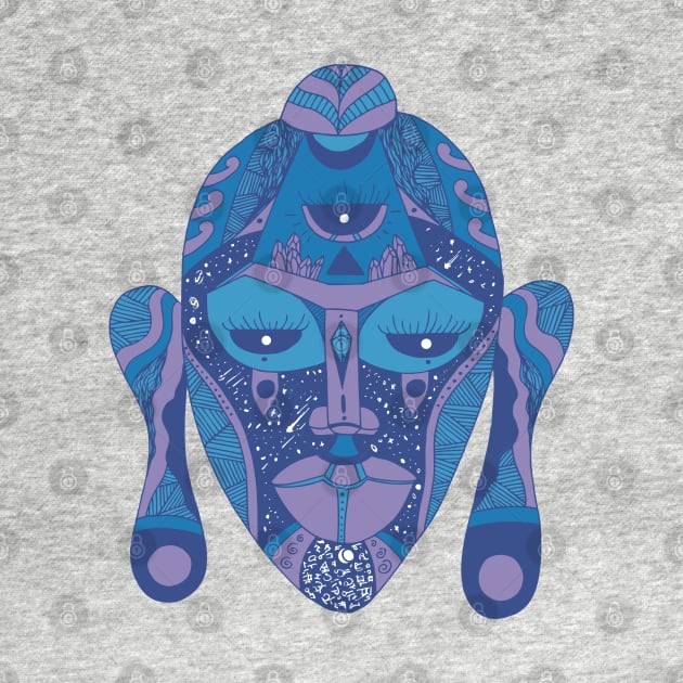 Mountain Blue African Mask 7 by kenallouis